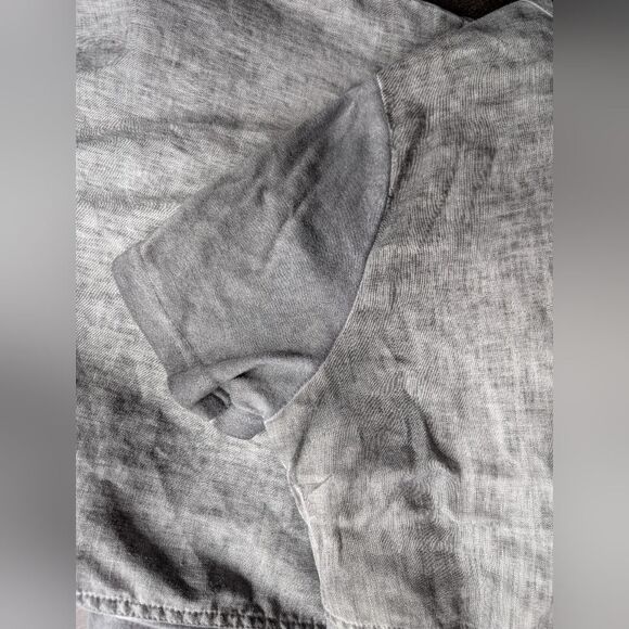 Blu No.9 💯 Linen Grey Short Sleeve Mini Shift Dress Tunic Size L - Picture 10 of 11